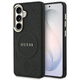 Husa de protectie Guess Saffiano Peony Embossed Ring MagSafe (GUHMS26SPSAMSECK) compatibil cu Samsung Galaxy S26, Negru