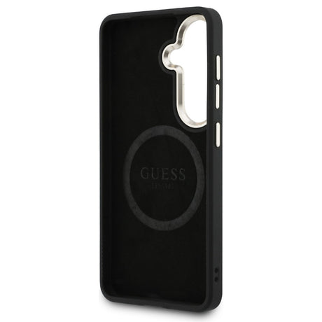 Husa de protectie Guess Saffiano Peony Embossed Ring MagSafe (GUHMS26SPSAMSECK) compatibil cu Samsung Galaxy S26, Negru