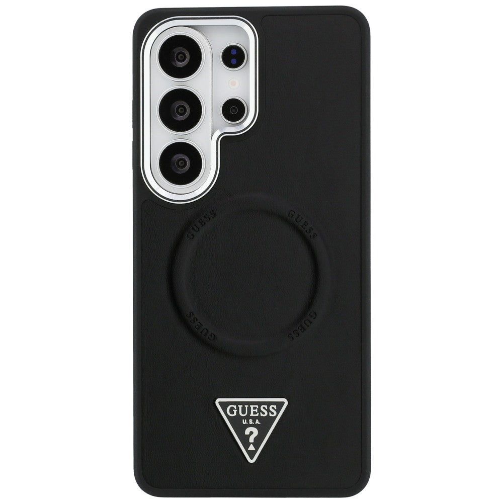 Husa de protectie Guess Embossed Ring Triangle Logo MagSafe (GUHMS26LPSDTSCMK) compatibil cu Samsung Galaxy S26 Ultra, Negru