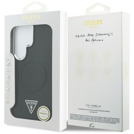 Husa de protectie Guess Embossed Ring Triangle Logo MagSafe (GUHMS26LPSDTSCMK) compatibil cu Samsung Galaxy S26 Ultra, Negru