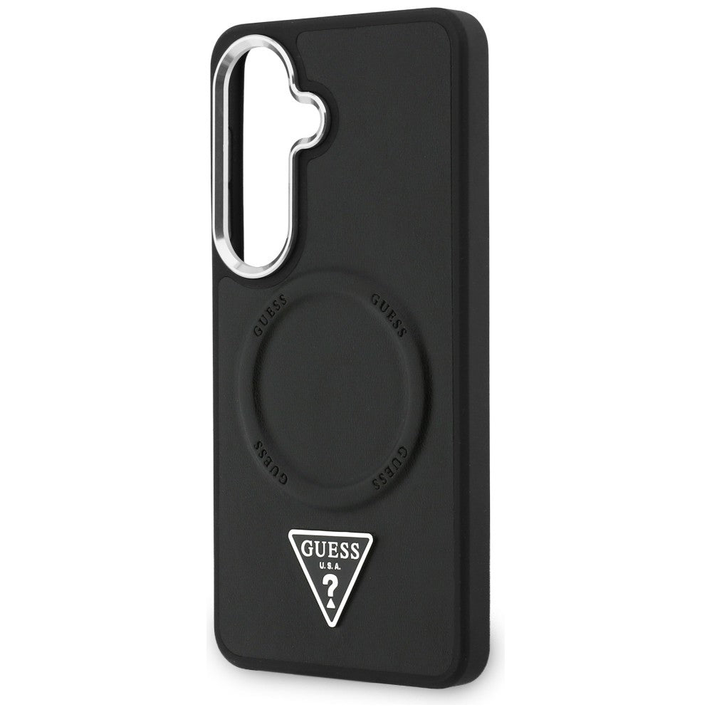 Husa de protectie Guess Embossed Ring Triangle Logo MagSafe (GUHMS26SPSDTSCMK) compatibil cu Samsung Galaxy S26, Negru