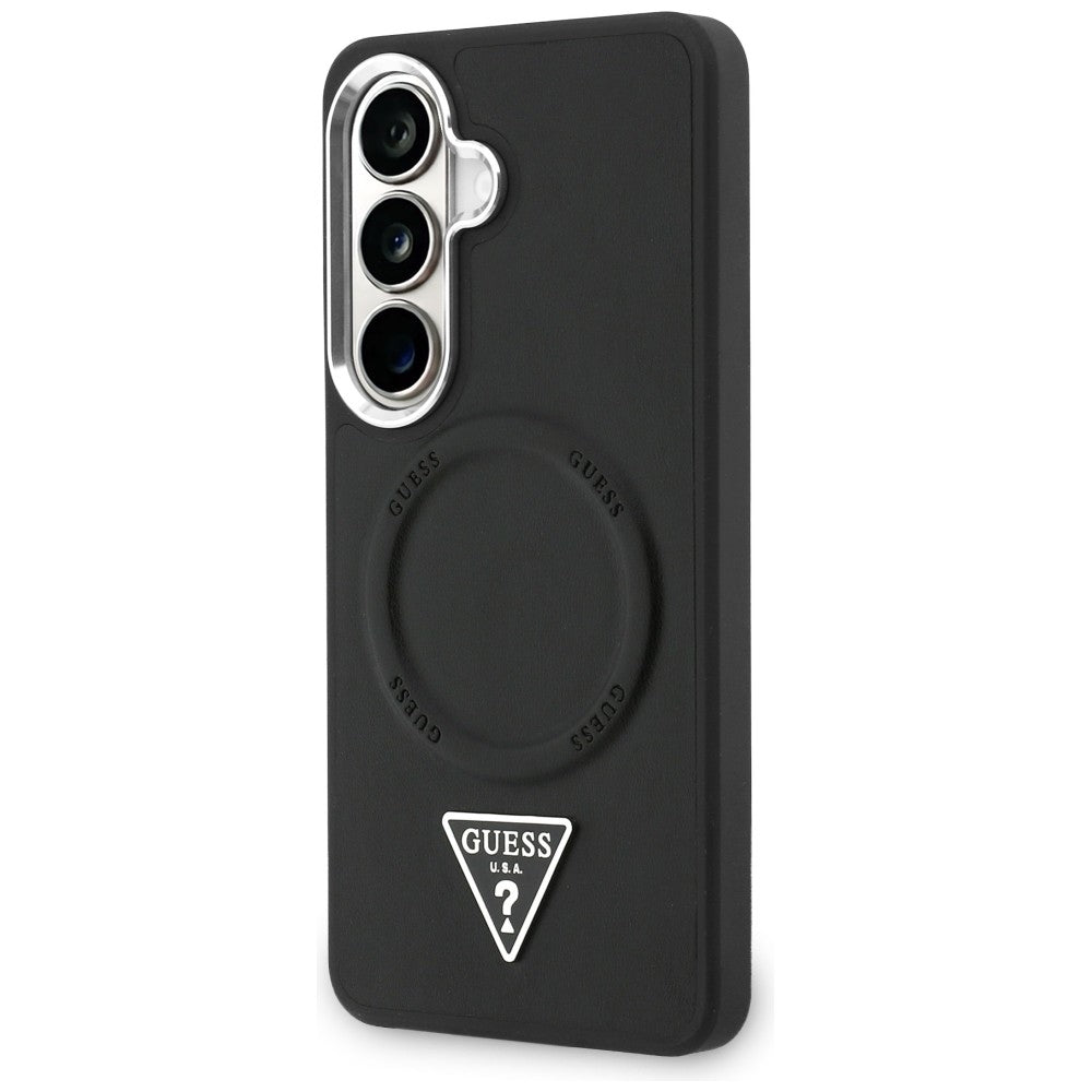 Husa de protectie Guess Embossed Ring Triangle Logo MagSafe (GUHMS26SPSDTSCMK) compatibil cu Samsung Galaxy S26, Negru