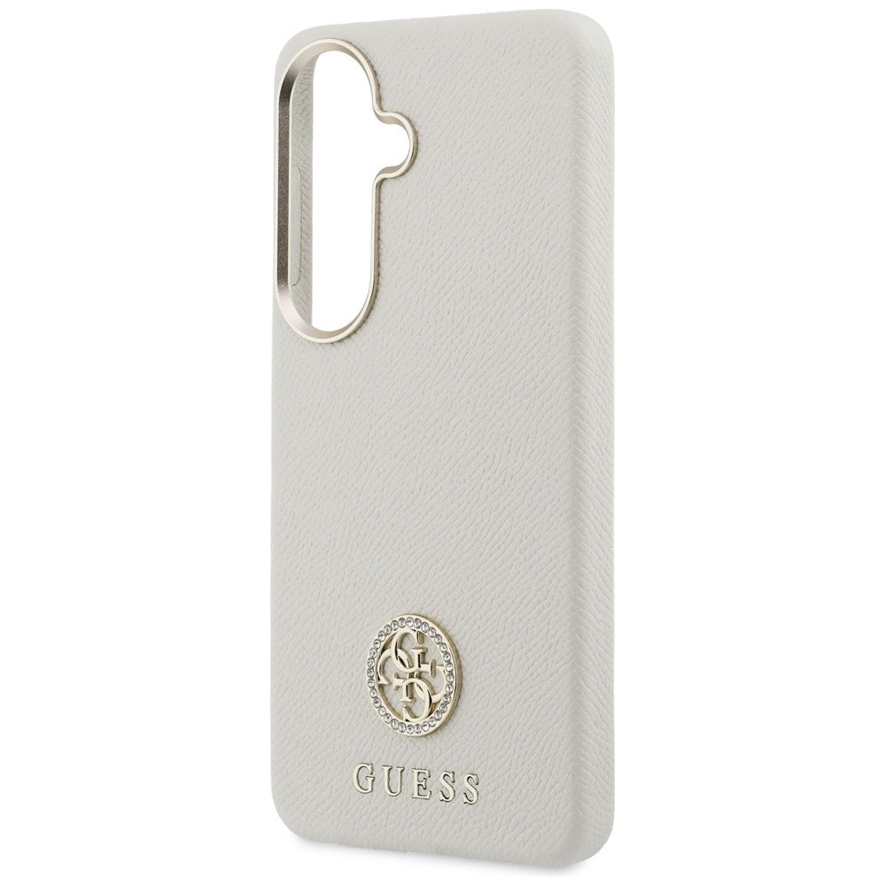 Husa de protectie Guess Rhinestone Round Logo MagSafe (GUHMS26SPGCRMDEE) compatibil cu Samsung Galaxy S26, Bej