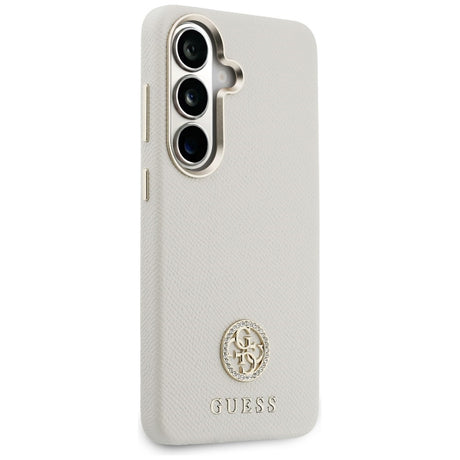Husa de protectie Guess Rhinestone Round Logo MagSafe (GUHMS26SPGCRMDEE) compatibil cu Samsung Galaxy S26, Bej