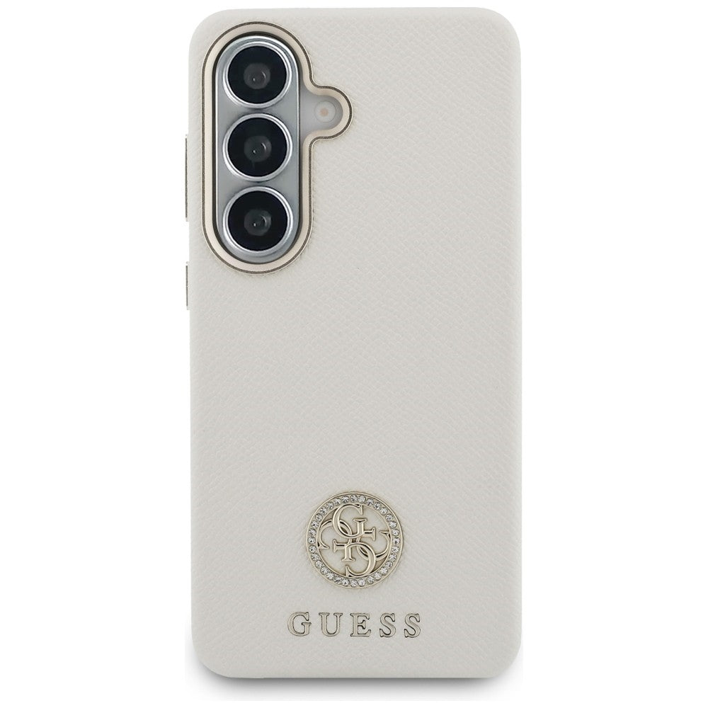 Husa de protectie Guess Rhinestone Round Logo MagSafe (GUHMS26SPGCRMDEE) compatibil cu Samsung Galaxy S26, Bej