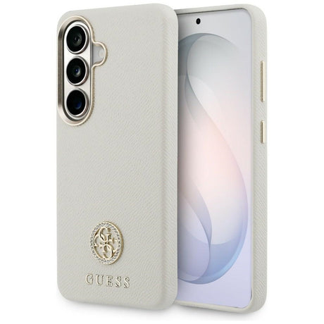 Husa de protectie Guess Rhinestone Round Logo MagSafe (GUHMS26SPGCRMDEE) compatibil cu Samsung Galaxy S26, Bej