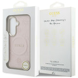 Husa de protectie Guess Saffiano Peony Embossed Ring MagSafe (GUHMS26SPSAMSECP) compatibil cu Samsung Galaxy S26, Roz
