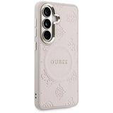 Husa de protectie Guess Saffiano Peony Embossed Ring MagSafe (GUHMS26SPSAMSECP) compatibil cu Samsung Galaxy S26, Roz