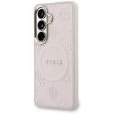 Husa de protectie Guess Saffiano Peony Embossed Ring MagSafe (GUHMS26SPSAMSECP) compatibil cu Samsung Galaxy S26, Roz