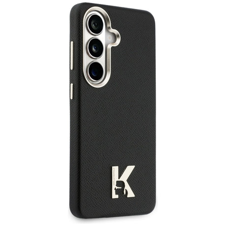Husa de protectie Karl Lagerfeld Wrapped Grained Leather with K Head Logo MagSafe (KLHMS26S5PGFKHGK) compatibil cu Samsung Galaxy S26, Negru