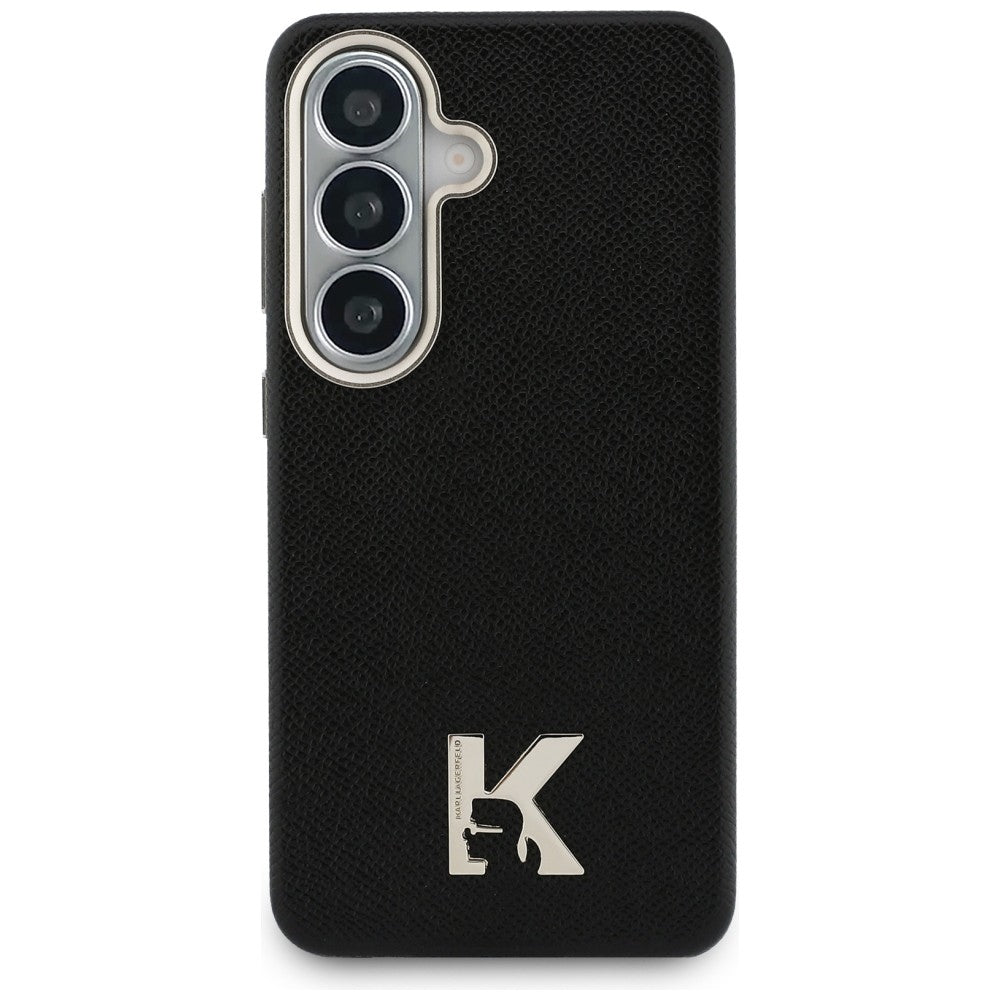 Husa de protectie Karl Lagerfeld Wrapped Grained Leather with K Head Logo MagSafe (KLHMS26S5PGFKHGK) compatibil cu Samsung Galaxy S26, Negru