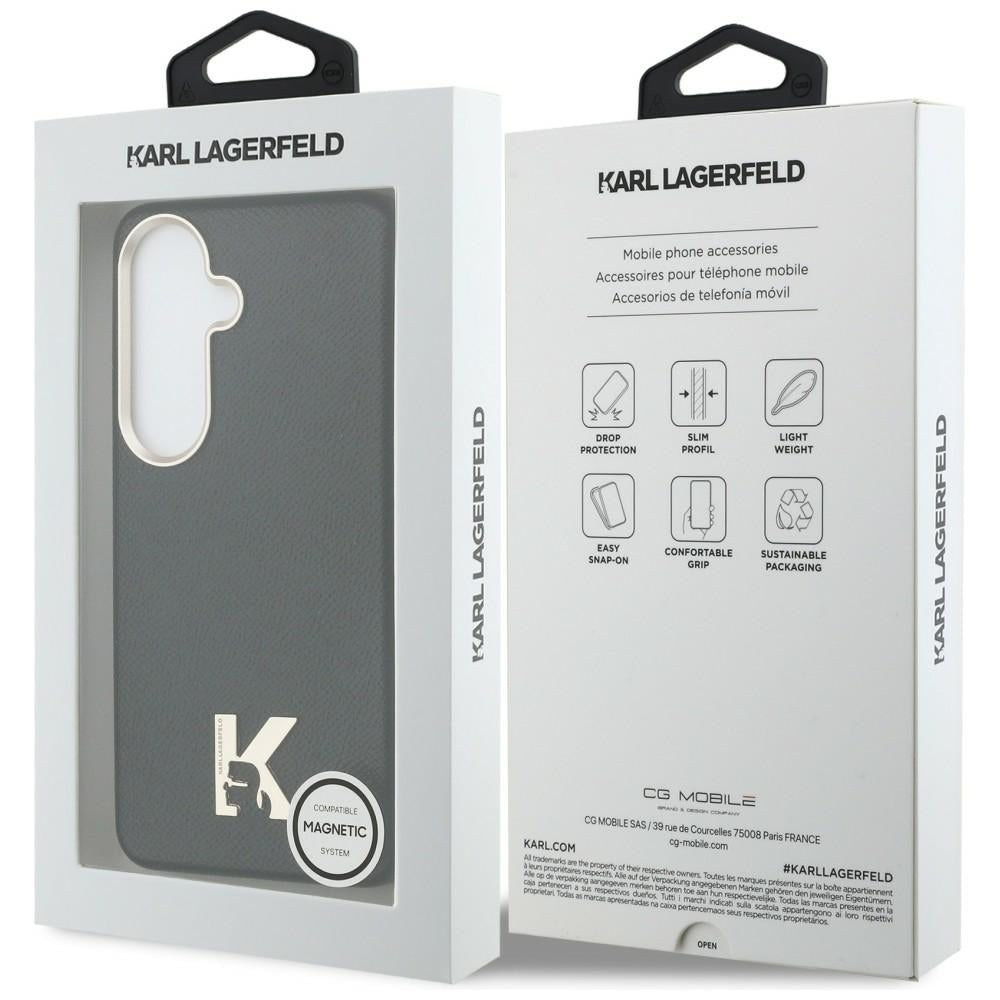 Husa de protectie Karl Lagerfeld Wrapped Grained Leather with K Head Logo MagSafe (KLHMS26S5PGFKHGK) compatibil cu Samsung Galaxy S26, Negru