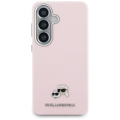 Husa de protectie Karl Lagerfeld Wrapped Grained Leather with K&C Head Pin MagSafe (KLHMS26S6PFKCLP) compatibil cu Samsung Galaxy S26, Roz