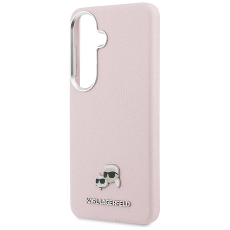 Husa de protectie Karl Lagerfeld Wrapped Grained Leather with K&C Head Pin MagSafe (KLHMS26S6PFKCLP) compatibil cu Samsung Galaxy S26, Roz