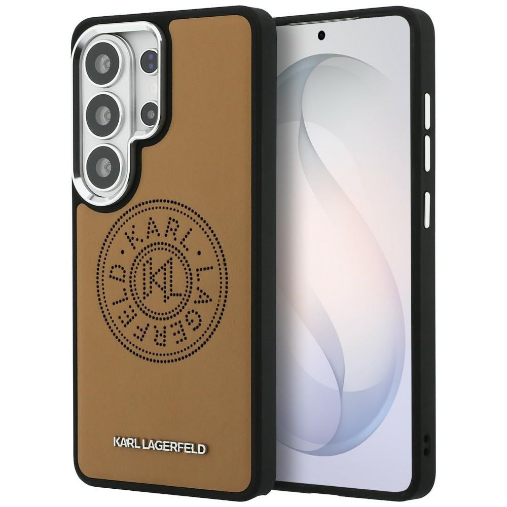 Husa de protectie Karl Lagerfeld Wrapped Leather with Karl Round Point Logo MagSafe (KLHMS26LPSKRPMW) compatibil cu Samsung Galaxy S26 Ultra, Maro