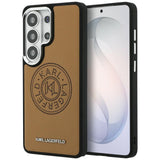 Husa de protectie Karl Lagerfeld Wrapped Leather with Karl Round Point Logo MagSafe (KLHMS26LPSKRPMW) compatibil cu Samsung Galaxy S26 Ultra, Maro