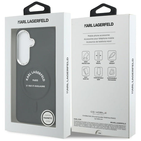 Husa de protectie Karl Lagerfeld Wrapped Leather with Karl RSG Logo MagSafe (KLHMS26SPSKRSGEK) compatibil cu Samsung Galaxy S26, Negru