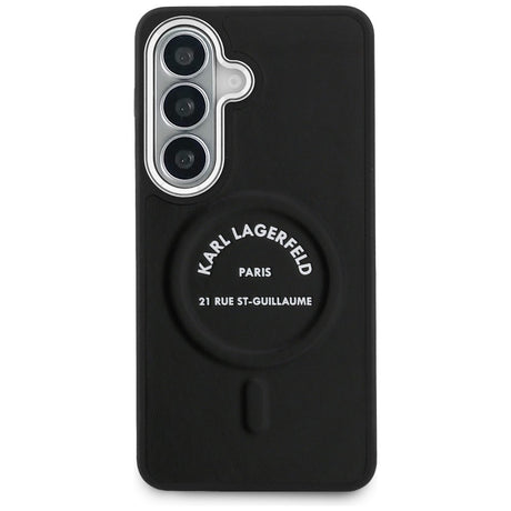 Husa de protectie Karl Lagerfeld Wrapped Leather with Karl RSG Logo MagSafe (KLHMS26SPSKRSGEK) compatibil cu Samsung Galaxy S26, Negru