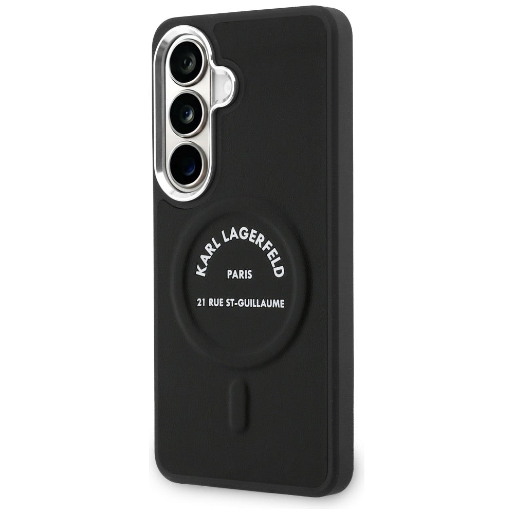 Husa de protectie Karl Lagerfeld Wrapped Leather with Karl RSG Logo MagSafe (KLHMS26SPSKRSGEK) compatibil cu Samsung Galaxy S26, Negru