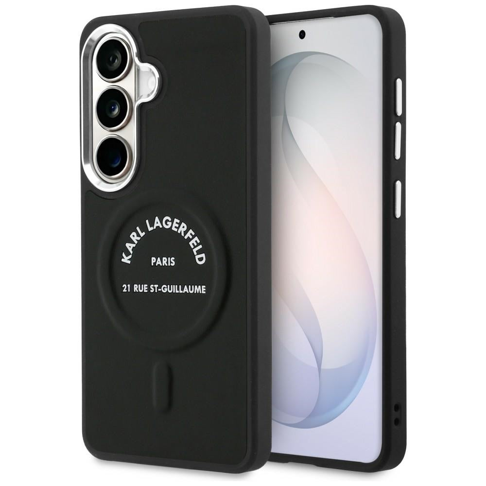 Husa de protectie Karl Lagerfeld Wrapped Leather with Karl RSG Logo MagSafe (KLHMS26SPSKRSGEK) compatibil cu Samsung Galaxy S26, Negru