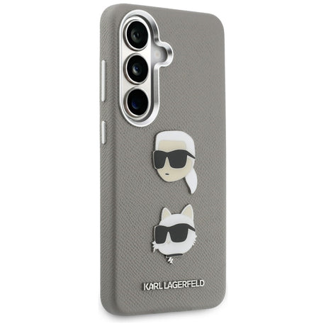 Husa de protectie Karl Lagerfeld Wrapped Leather Saffiano with with K&C Head Pin (KLHCS26SPSFDHPOG) compatibil cu Samsung Galaxy S26, Gri