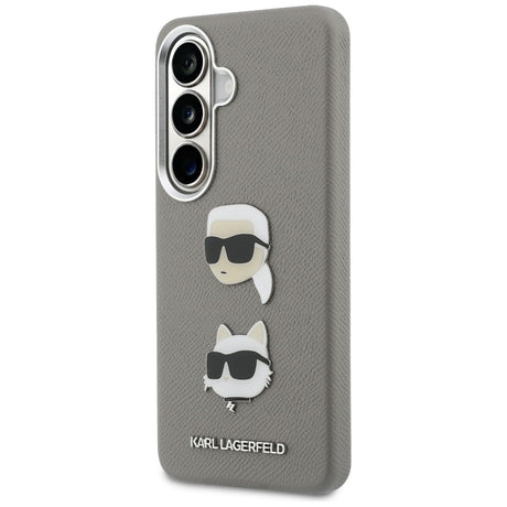 Husa de protectie Karl Lagerfeld Wrapped Leather Saffiano with with K&C Head Pin (KLHCS26SPSFDHPOG) compatibil cu Samsung Galaxy S26, Gri