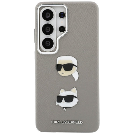 Husa de protectie Karl Lagerfeld Wrapped Leather Saffiano with with K&C Head Pin (KLHCS26LPSFDHPOG) compatibil cu Samsung Galaxy S26 Ultra, Gri
