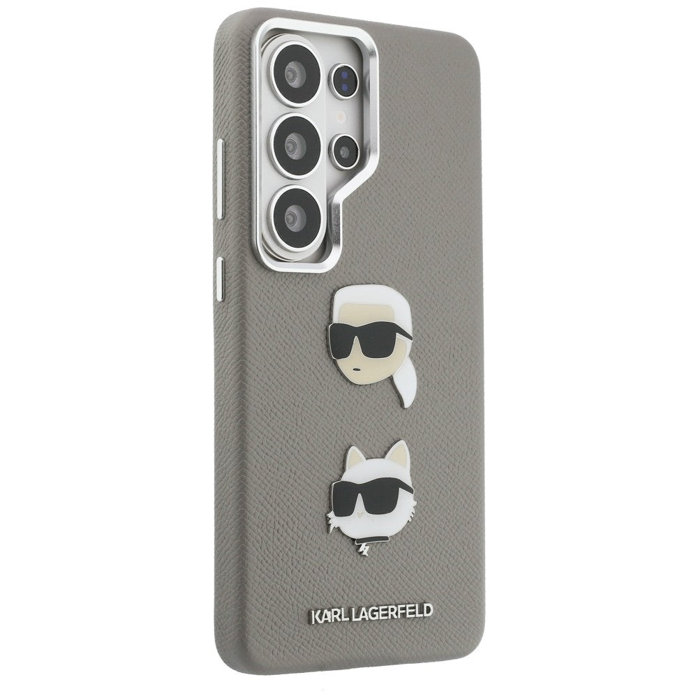 Husa de protectie Karl Lagerfeld Wrapped Leather Saffiano with with K&C Head Pin (KLHCS26LPSFDHPOG) compatibil cu Samsung Galaxy S26 Ultra, Gri
