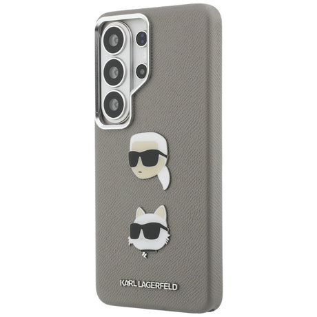 Husa de protectie Karl Lagerfeld Wrapped Leather Saffiano with with K&C Head Pin (KLHCS26LPSFDHPOG) compatibil cu Samsung Galaxy S26 Ultra, Gri