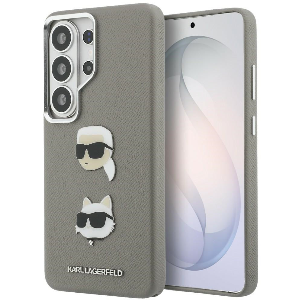 Husa de protectie Karl Lagerfeld Wrapped Leather Saffiano with with K&C Head Pin (KLHCS26LPSFDHPOG) compatibil cu Samsung Galaxy S26 Ultra, Gri