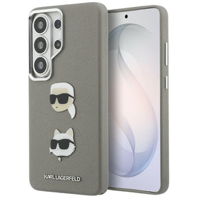 Husa de protectie Karl Lagerfeld Wrapped Leather Saffiano with with K&C Head Pin (KLHCS26LPSFDHPOG) compatibil cu Samsung Galaxy S26 Ultra, Gri