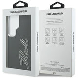 Husa de protectie Karl Lagerfeld Full Wrapped Grained Leather with Signature Resin Logo (KLHCS26LPGFKSRSK) compatibil cu Samsung Galaxy S26 Ultra, Negru