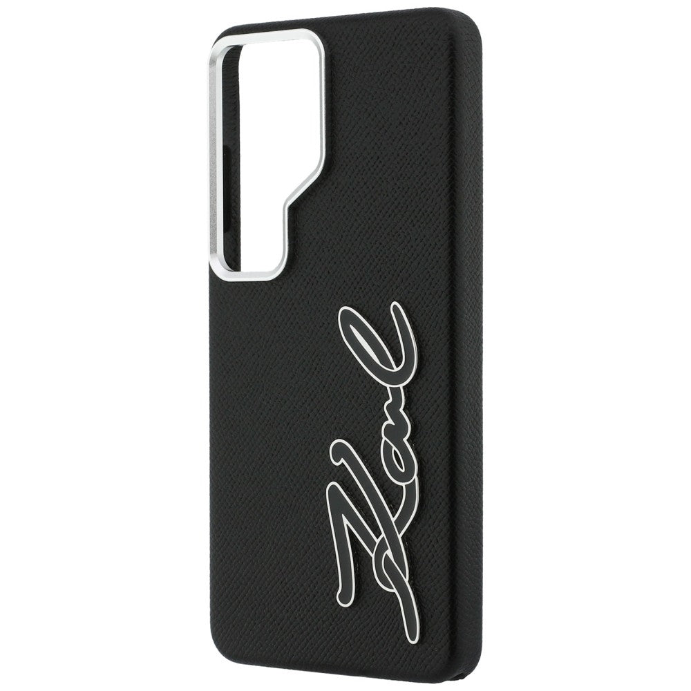 Husa de protectie Karl Lagerfeld Full Wrapped Grained Leather with Signature Resin Logo (KLHCS26LPGFKSRSK) compatibil cu Samsung Galaxy S26 Ultra, Negru