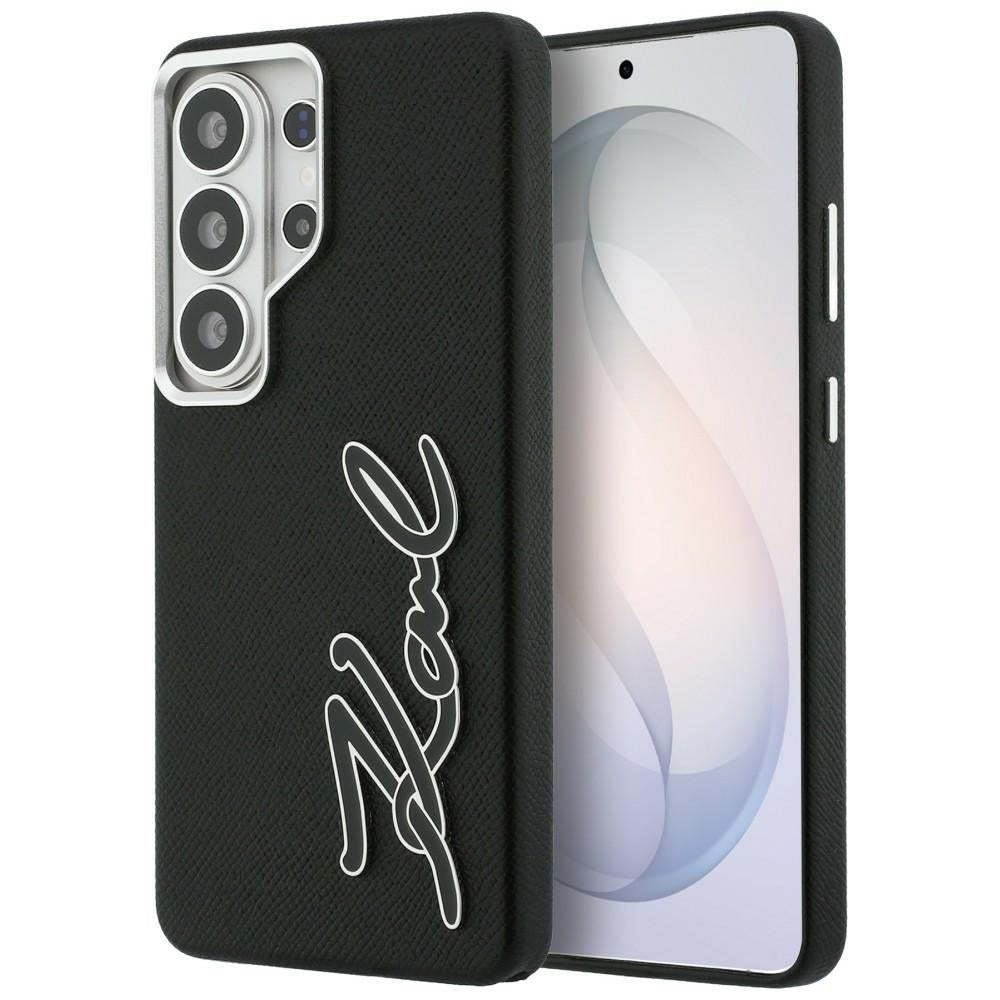 Husa de protectie Karl Lagerfeld Full Wrapped Grained Leather with Signature Resin Logo (KLHCS26LPGFKSRSK) compatibil cu Samsung Galaxy S26 Ultra, Negru