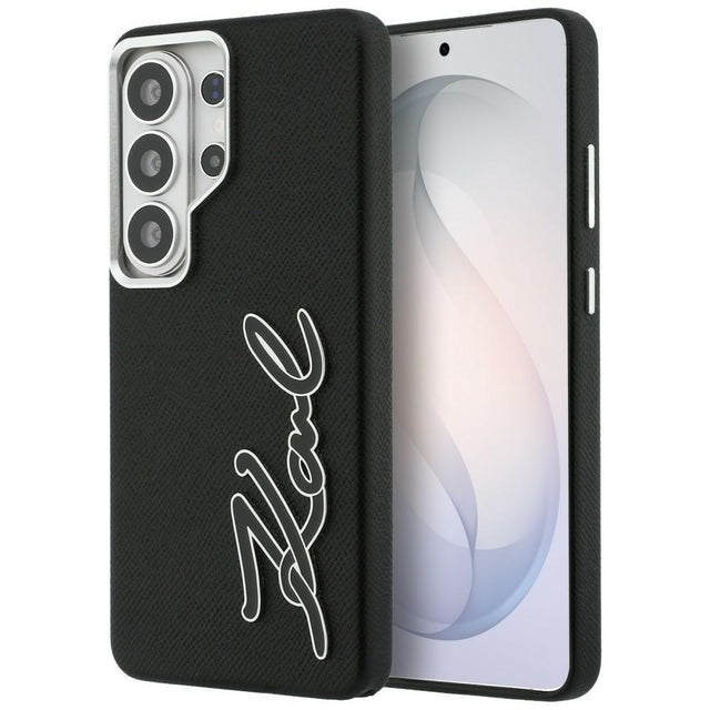 Husa de protectie Karl Lagerfeld Full Wrapped Grained Leather with Signature Resin Logo (KLHCS26LPGFKSRSK) compatibil cu Samsung Galaxy S26 Ultra, Negru