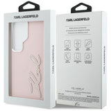 Husa de protectie Karl Lagerfeld Full Wrapped Grained Leather with Signature Resin Logo (KLHCS26LPGFKSRSP) compatibil cu Samsung Galaxy S26 Ultra, Roz