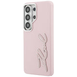 Husa de protectie Karl Lagerfeld Full Wrapped Grained Leather with Signature Resin Logo (KLHCS26LPGFKSRSP) compatibil cu Samsung Galaxy S26 Ultra, Roz