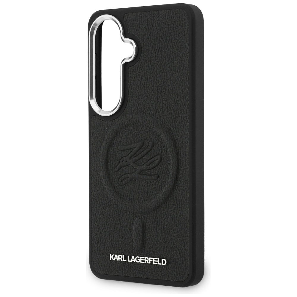 Husa de protectie Karl Lagerfeld Leather with Initial Logo Debossed MagSafe (KLHMS26SPGFKLRDK) compatibil cu Samsung Galaxy S26, Negru