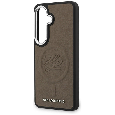 Husa de protectie Karl Lagerfeld Leather with Initial Logo Debossed MagSafe (KLHMS26SPGFKLRDW) compatibil cu Samsung Galaxy S26, Maro