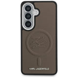 Husa de protectie Karl Lagerfeld Leather with Initial Logo Debossed MagSafe (KLHMS26SPGFKLRDW) compatibil cu Samsung Galaxy S26, Maro