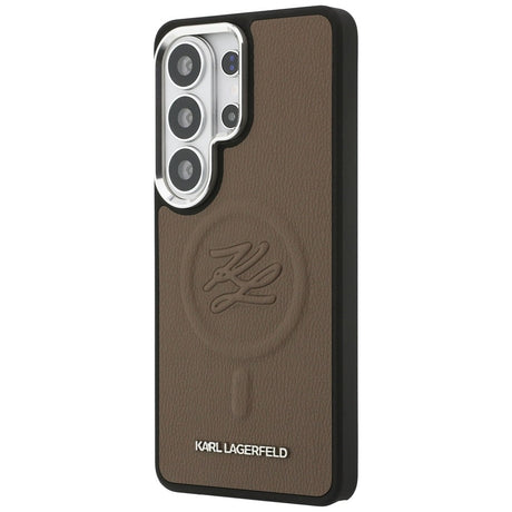 Husa de protectie Karl Lagerfeld Leather with Initial Logo Debossed MagSafe (KLHMS26LPGFKLRDW) compatibil cu Samsung Galaxy S26 Ultra, Maro