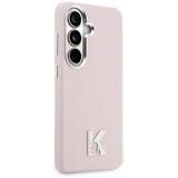 Husa de protectie Karl Lagerfeld Wrapped Grained Leather with K Head Logo MagSafe (KLHMS26S5PGFKHGP) compatibil cu Samsung Galaxy S26, Roz
