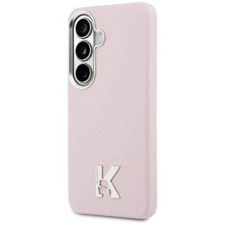 Husa de protectie Karl Lagerfeld Wrapped Grained Leather with K Head Logo MagSafe (KLHMS26S5PGFKHGP) compatibil cu Samsung Galaxy S26, Roz