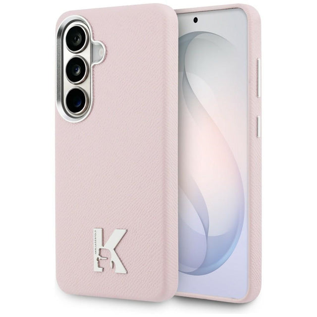 Husa de protectie Karl Lagerfeld Wrapped Grained Leather with K Head Logo MagSafe (KLHMS26S5PGFKHGP) compatibil cu Samsung Galaxy S26, Roz