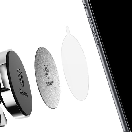 Suport Baseus (set de 2) Metal Plate (ACDR-A0S), with PU Leather and Iron Suit, Negru / Silver