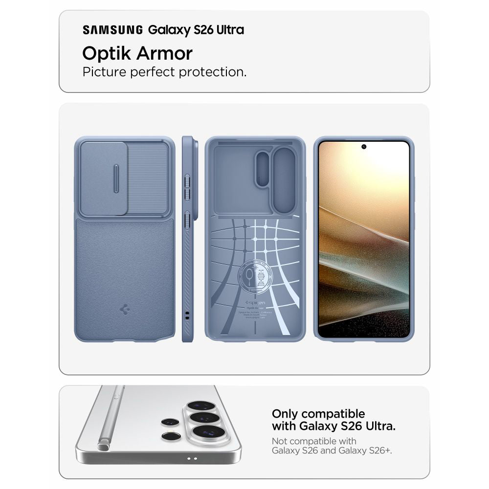 Husa de protectie Spigen Optik Armor (ACS11226) compatibil cu Samsung Galaxy S26 Ultra, Albastru Deschis