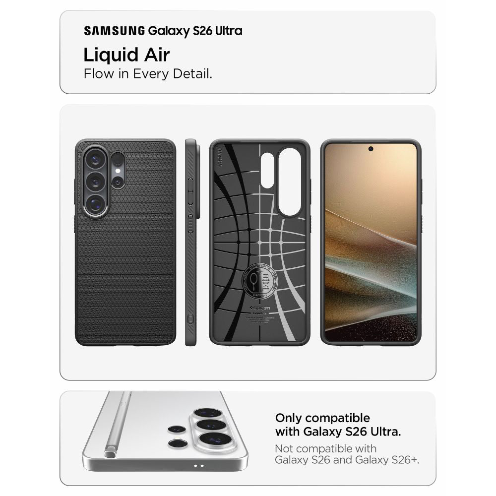 Husa de protectie Spigen Liquid Air (ACS10670) compatibil cu Samsung Galaxy S26 Ultra, Negru Mat
