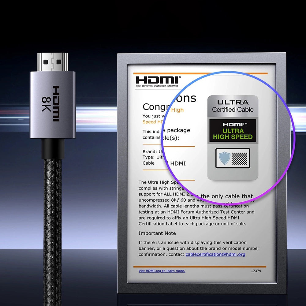 Cablu Ugreen HD171 (25910), HDMI, 8K@60Hz 48Gbps, 2m, Gri