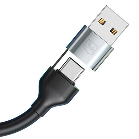 Cablu 3mk Hyper N-Series 6in1, USB-C/USB Male, USB-C Female to USB-C, Lightning, Micro, 18W, 9V/2A, 1.2m, Negru