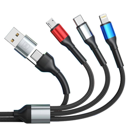 Cablu 3mk Hyper N-Series 6in1, USB-C/USB Male, USB-C Female to USB-C, Lightning, Micro, 18W, 9V/2A, 1.2m, Negru